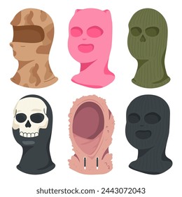 Balaclava illustrations vector cartoon set isolated on a white background.