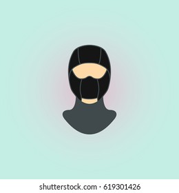 Balaclava mask symbol simple flat icon on background