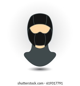 Balaclava mask symbol simple flat icon on background