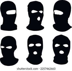 Balaclava masks of criminals, bandits and mafia, SVG Vector