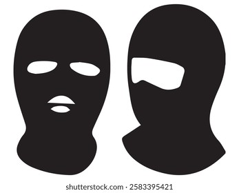 Balaclava masks of criminals, bandits and mafia