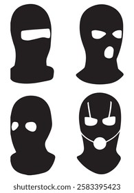 Balaclava masks of criminals, bandits and mafia