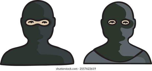 balaclava robber thief security safety icon illustration isolated on white background