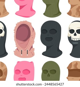 Balaclava vector cartoon seamless pattern.