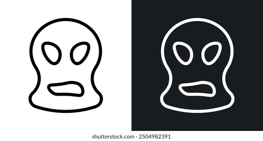 Balaclava vector icon set black and white filled and outlined style.