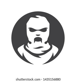 Balaclava zombie mask Halloween outfit Vector silhouette sign.