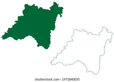 Balaghat district (Madhya Pradesh State, Jabalpur division, Republic of India) map vector illustration, scribble sketch Balaghat map