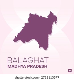 Mapa del distrito de BALAGHAT, Madhya Pradesh, India - Esquema de Vector editable.