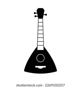 Guitarra de Balalaika. Icono de instrumentos de música tradicional rusa aislado en fondo blanco. Ilustración del vector