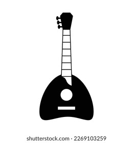 Guitarra de Balalaika. Icono de instrumentos de música tradicional rusa aislado en fondo blanco. Ilustración del vector