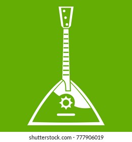 Balalaika icon white isolated on green background. Vector illustration