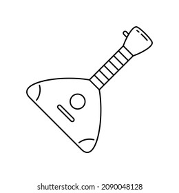 Balalaika linear icon. Outline simple vector of Russian musical instrument. Contour isolated pictogram on white background