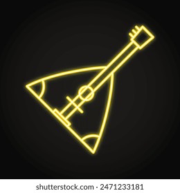 Balalaika musical instrument neon icon. Traditional Russian folk music instrument. Vector illustration.