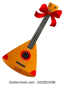 Instrumento musical tradicional retro nacional ruso Balalaika. Instrumento musical de cuerda. Aislado en ilustración de caricaturas de vector blanco
