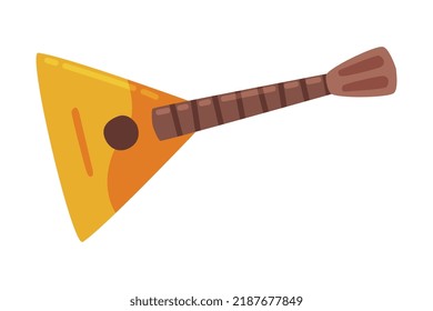 Balalaika as Russian Stringed Musical Instrument with Triangular Wooden Body and Fretted Neck Vector Illustration