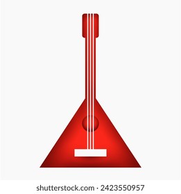 Balalaika silhouette isolated on white background. String musical instrument in modern creative paper layer style. Vector minimal illustration.