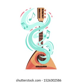 Balalaika Vector Hand Drawn Volume Illustration. Acoustic Ethnic Instrument.