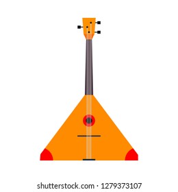 Balalaika vector icon top view illustration symbol. Acoustic string wooden red orchestra ethnic. Music instrument cartoon