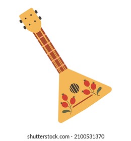 Balalaika vector illustration. Traditional Russian plucked string musical instrument with a triangular soundboard. 