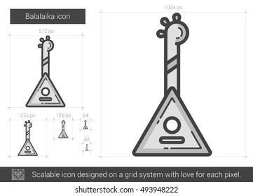 Balalaika vector line icon isolated on white background. Balalaika line icon for infographic, website or app. Scalable icon designed on a grid system.