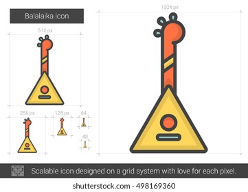 Balalaika vector line icon isolated on white background. Balalaika line icon for infographic, website or app. Scalable icon designed on a grid system.