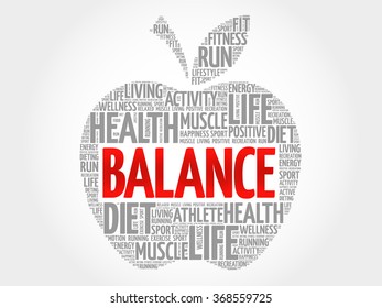 BALANCE apple word cloud, health concept