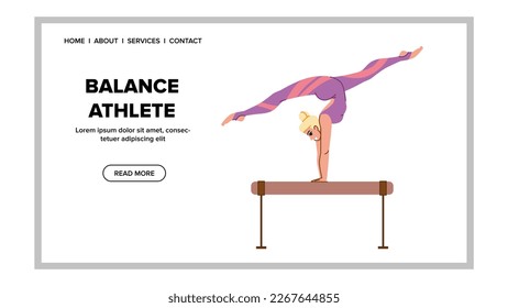 vector de equilibrio del atleta. ejercicio corporal, mujer en forma, mujer en forma, entrenamiento saludable, balance de entrenamiento atleta web plana ilustración de caricatura