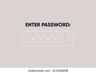 Balas de balance que imitan un campo de contraseña de entrada, seguridad y acceso a datos privados