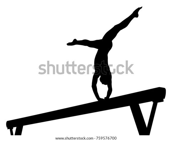 Balance Beam Girl Gymnast Artistic Gymnastics Stock Vector (Royalty ...