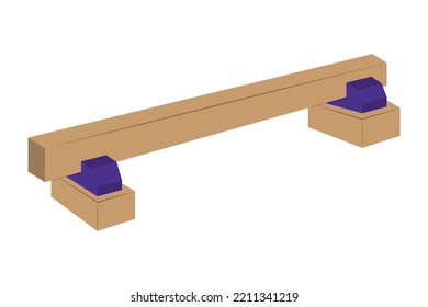 Balance Beam Gymnastic Equipment Vector Illustration.