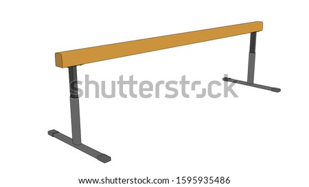 Balance beam. Gymnastic equipment. Vector outline illustration. Isolated on white background.