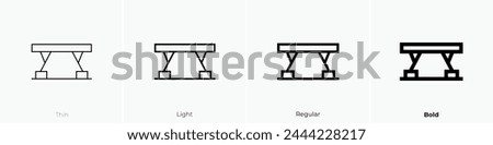 balance beam icon. Thin, Light Regular And Bold style design isolated on white background