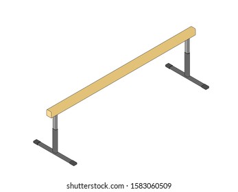Balance beam. Vector outline illustration. Isometric projection.