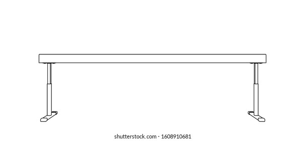 Balance beam. Vector outline illustration. Front view.