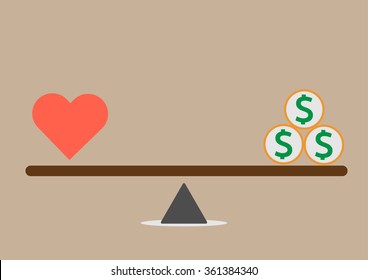 Balance between Heart and money vector