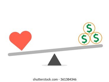 Balance between Heart and money vector
