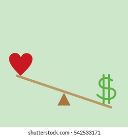 Balance between Heart and money vector