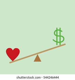 Balance between Heart and money vector