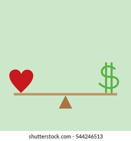 Balance between Heart and money vector