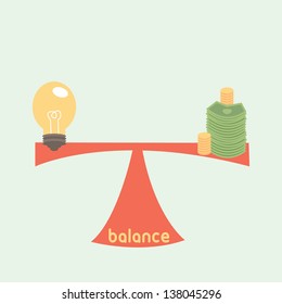 balance between idea and money. idea is money concept.