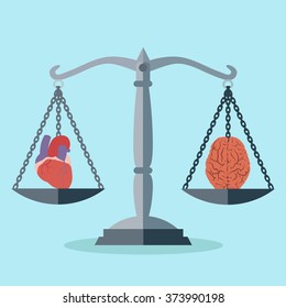 Balance between mind and heart vector concept