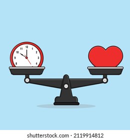 Balance Between time And Heart Vector Icon Illustration