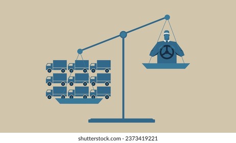 El equilibrio entre el conductor del camión y el vehículo de transporte está desequilibrado.