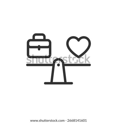 Balance between work and heart, linear icon. Work-life balance and personal priorities. Line with editable stroke.