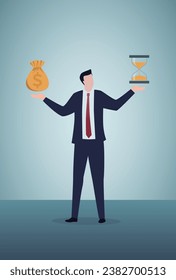 Equilibrio entre trabajo y vida, eficiencia laboral, ahorro, dinero hecho en un corto periodo de tiempo, dinero rápido, tiempo es dinero