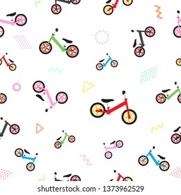Balance bike colorful seamless.Vector illustration