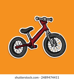 Balance bike for kids. Vector design push-bike illustration isolated on orange background. Balance And Bike Symbols.