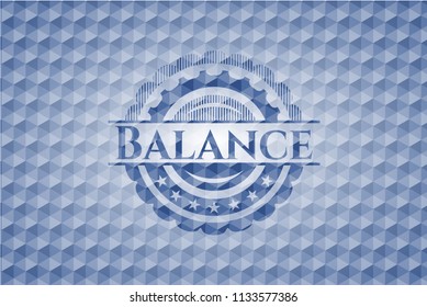 Balance blue hexagon badge.