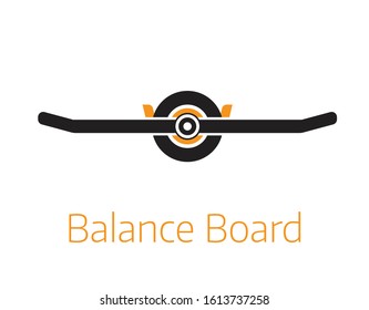 Balance board icon or logo template. Alternative city transport self-balancing mono wheel or hoverboard in outline design. Personal transportation gadget. Modern balance electrical vehicle.