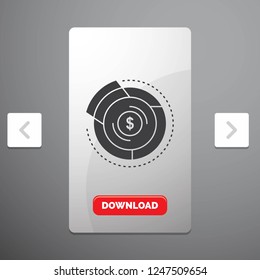 Balance, budget, diagram, financial, graph Glyph Icon in Carousal Pagination Slider Design & Red Download Button